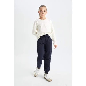 Kız Çocuk Lacivert Standart Fit Beli Paçası Lastikli Basic Düz Okul Jogger Eşofman Altı Y1226A624AU