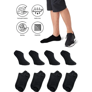 Bambu Erkek Sneaker Füme Renk Çorap Dikişsiz Görünmez Bilekte Spor Çorap Premium 4'lü Paket