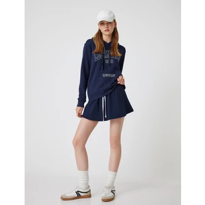 Oversize Sweatshirt Kapüşonlu Kolej Baskılı Kanguru Cepli