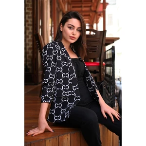 Kadın-Desenli Yarım Kol Ceket 1035-22