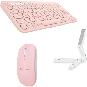 AL4515 Lenovo Tab K11 TB330FU 11 İnç Tablet Için Bluetooth Klavye + Mouse + Tablet Standı - Pembe