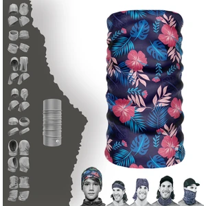 Extreme Mor Tabanlı Pembe Çiçek Desenli Boyunluk Bandana Baf Toka Maske Saçbandı