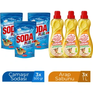 Arap Sabunu 1000 ml x 3 Adet + Soda Plus 500 ml x 3 Adet