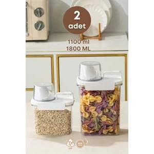 Sızdırmaz Akıllı Ölçülü 1100 M+1800 Ml 2'Li Saklama Kabı Organizer