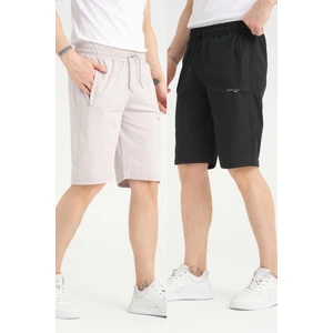 Erkek Siyah - Gri Dalgıç Kumaş 2'li Şort Paketi