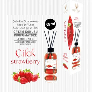 Elegance Vip Perfume Çilek Reed Diffuser Bambu Çubuklu Oda Kokusu 55 ml