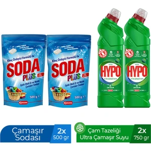 Hyper Hypo Soda Plus 500 gr x 2 Adet + Hyper Hypo Ultra Çamaşır Suyu Çam Tazeliği 750 gr x 2 Adet