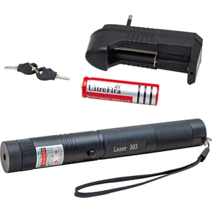 Powermaster OM-1201 18650 Pilli Şarjlı Anahtar Emniyetli Yeşil Lazer Pointer (50 Km)