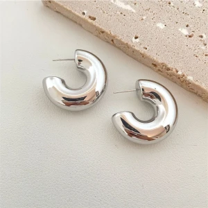 Silver C Bombeli Hafif Halka Küpe