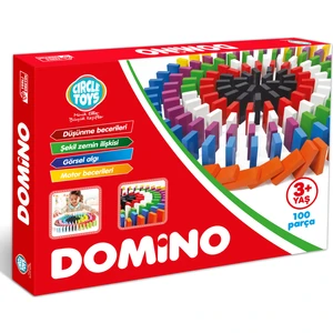 Circle Toys 100 Parça Renkli Ahşap Domino Seti