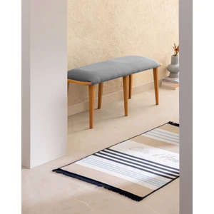 Madame Coco Rocasson Saçaklı Dokuma Kilim - 60X100 cm - Bej/lacivert