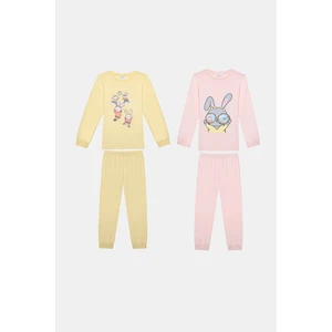 Pamuklu Kız Çocuk Volleybunny 2li Çok Renkli Pijama Takımı
