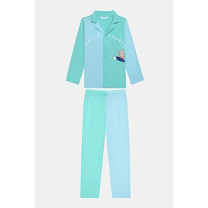 Erkek Çocuk Water Sport Kırık Beyaz Gömlek Pijama Takımı