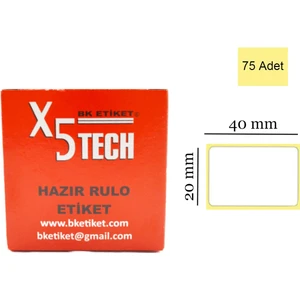 X5 Tech Beyaz Etiket 20 x 40 mm 75 Adet