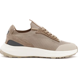 Zero Erkek Bej Bağcıklı Kalın Tabanlı Kumaş Sneaker 24SFD62196F