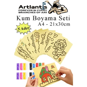 Kum Boyama Seti 5 Adet 20X30 cm A4 Boyutunda Büyük Boy Kaliteli Kum Boyama Çalışması Tuz Boyama Etkinlik