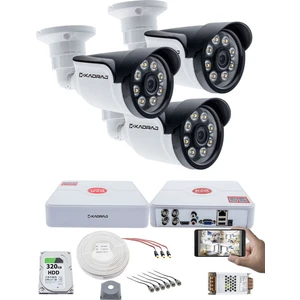 3 Kameralı Set - 5mp Sony Seculensli, 1080P Ahd, 8 Warm Led, Colorvu Gece Renkli Görüş, Full Hd