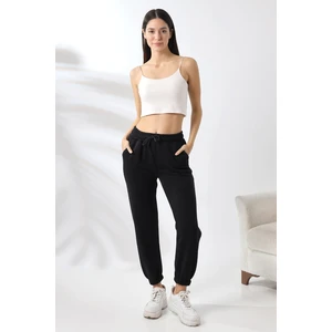 Şardonlu Penye Kompakt Paçası Lastikli Eşofman 21629 Siyah