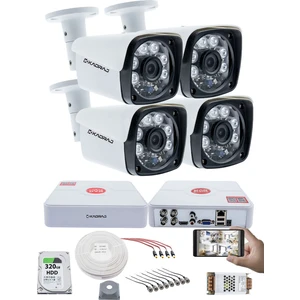 4 Kameralı Set Kadraj 5mp Sony Seculensli 1080P Full Hd Ahd 6 Atom LED Güvenlik Kamerası Seti - Metal Aluminyum Kasa, Su Geçirmez
