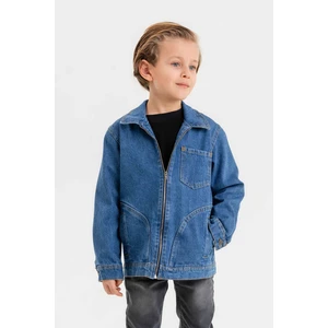 Gold Class Kidswear Fermuarlı Çift Cepli Tek Göğüs Cepli Erkek Çocuk Kot Ceket