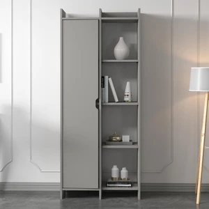 İnarch Dizayn Offer Çok Raflı, Tek Kapaklı Kitaplık Gri - 180 Cm, Ev-Ofis, Kütüphane