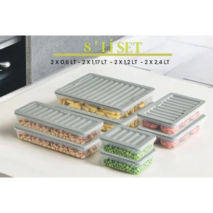 Ny Home 8'li Set Freshbox Mikrodalga ve Difrize Uygun Saklama Kabı Gri