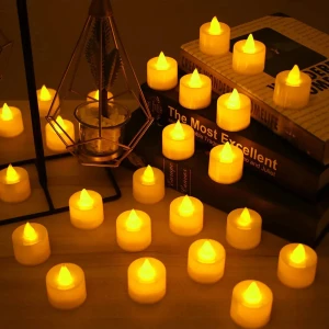 24 Adet Sarı Işıklı LED Mum El Mumu Tealight Piller Dahil Kullanıma Hazır