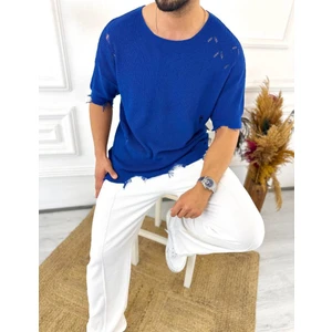 Elku Moda Yırtık Detaylı Tişört Lazer Kesim Tshirt