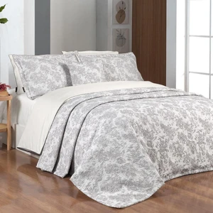 Rowena Pembe Çift Kişilik Dekoratif Kırlent  Yatak Örtüsü Seti 260x250 Cm