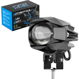 Motosiklet LED Lazer Sis Farı 2 Adet Delici Modifiye Beyaz Sarı Çift Renk 12-80 Volt