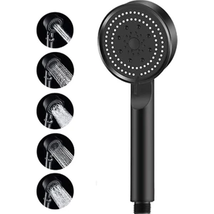Turbo Duş Başlığı, Yüksek Basınçlı El Duşu, 5 Fonksiyonlu Duş Başlığı (Siyah)