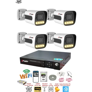 4 Kamera 1080P Görüntü Gece Renkli Full Hd 4xultra LED Gece Renkli Güvenlik Kamera Seti 320GB