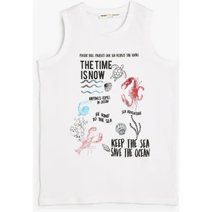 Tişört Yaz Temalı Baskı Detaylı Kısa Kollu Bisiklet Yaka Pamuklu