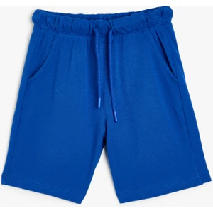 Basic Şort Dokulu Beli Bağlamalı Cepli