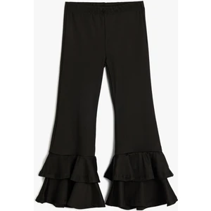 Ispanyol Paça Pantolon Fırfır Detaylı Beli Lastikli