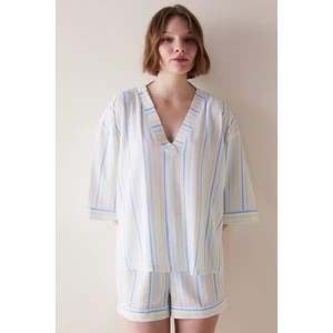 colored Stripes çok renkli şort pijama takımı