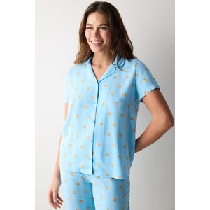 Fruits Mavi Gömlek Pantolon Pijama Takımı