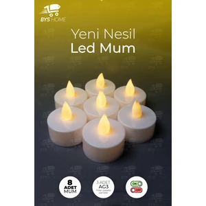 8 Adet Sarı Işıklı LED Mum El Mumu Tealight Piller Dahil Kullanıma Hazır