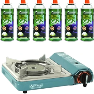 Pro Portatif Seramik Kamp Ocak ve 6 Adet 227 gr Gaz Kartuş Seti