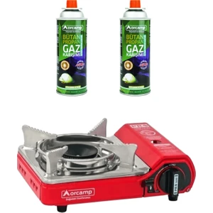 Tekli Mini Portatif Kamp Ocak ve 2 Adet 227 Gr. Gaz Kartuş Seti