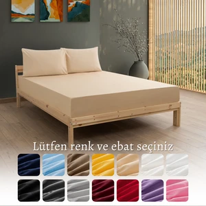 Ranforce Akfil Bej Lastikli Çarşaf 1 Adet Yastık Kılıflı Tek Kişilik Fitted Çarşaf Seti 100x200