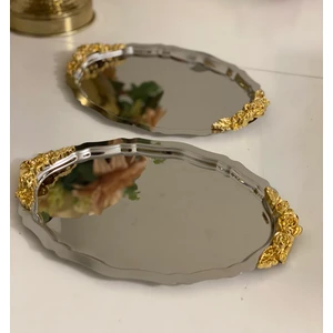 Elzem Tepsi 25 cm Çelik Oval 2 Adet Kuplu Sunum Tepsisi