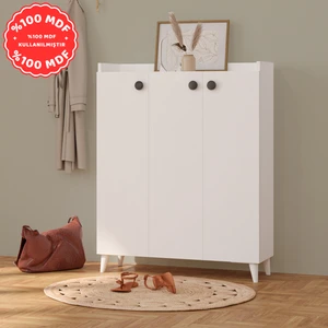 3 Kapaklı Çok Amaçlı Dolap Çok Amaçlı Mutfak Dolabı Banyo Dolabı Ayakkabılık Beyaz %100 Mdf