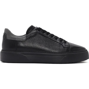 Erkek Siyah Bağcıklı Deri Sneaker 24WFD640418