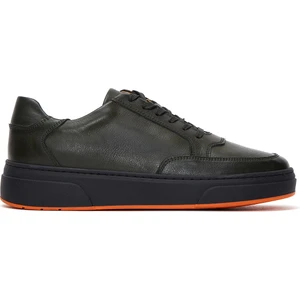Erkek Haki Bağcıklı Deri Sneaker 24WFD610618