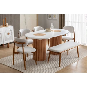 Luxe Home Lotus Yemek Masası+4 Adet Sandalye+1 Adet Bench
