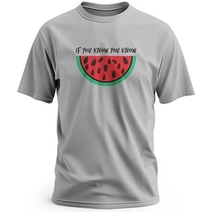 Tişört, Kısa Kollu, If You Know You Know, Yazılı Karpuz Tasarımlı Dijital Baskılı Pamuk T-Shirt