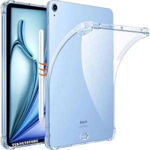 TEKNETSTORE Ipad Air 13" Inç 2024 M2 Çip Uyumlu Köşe Korumalı Şeffaf Silikon Kılıf Tam Kalıp A2898 A2899 A2900