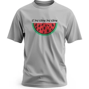 Kısa Kollu Filistin If You Know You Know Ile Karpuz Dijital Baskılı  S - 2Xl T300020