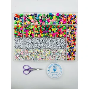 Oyuncak Park Harf Boncuk (600 Adet) Fimo Figür Boncuk (150 Adet) ve Fimo Boncuk Takı Yapma Seti